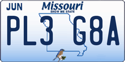 MO license plate PL3G8A
