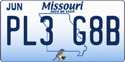 MO license plate PL3G8B