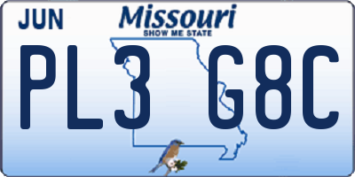 MO license plate PL3G8C