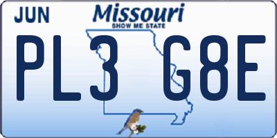 MO license plate PL3G8E