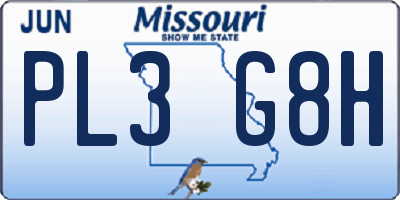 MO license plate PL3G8H