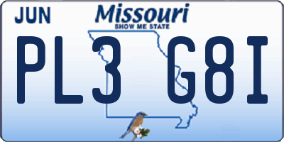 MO license plate PL3G8I