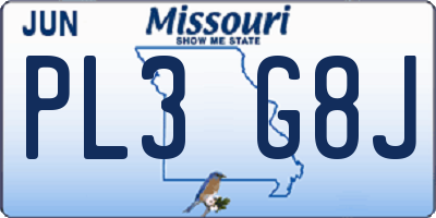 MO license plate PL3G8J