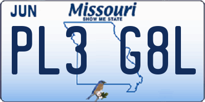 MO license plate PL3G8L