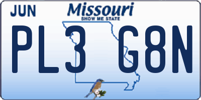 MO license plate PL3G8N