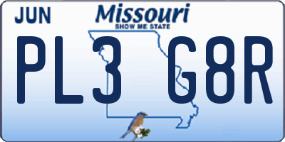 MO license plate PL3G8R