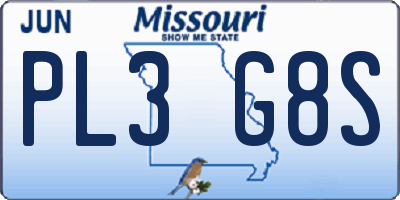 MO license plate PL3G8S
