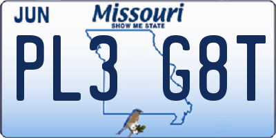 MO license plate PL3G8T