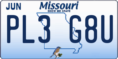 MO license plate PL3G8U