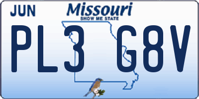 MO license plate PL3G8V