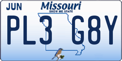 MO license plate PL3G8Y