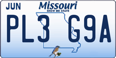 MO license plate PL3G9A