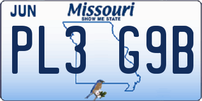 MO license plate PL3G9B