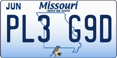 MO license plate PL3G9D