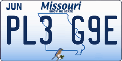 MO license plate PL3G9E