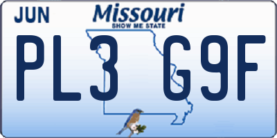MO license plate PL3G9F