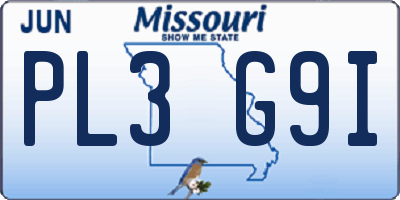 MO license plate PL3G9I