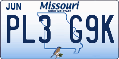 MO license plate PL3G9K