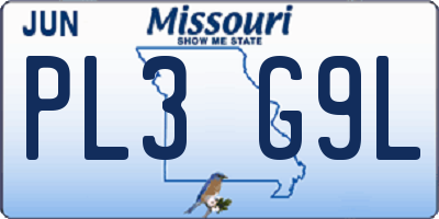 MO license plate PL3G9L