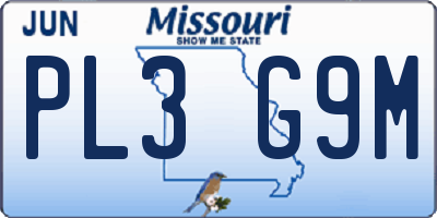 MO license plate PL3G9M