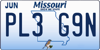 MO license plate PL3G9N