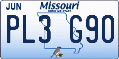 MO license plate PL3G9O