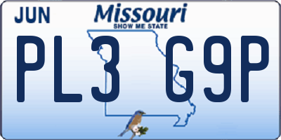 MO license plate PL3G9P
