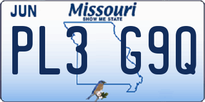 MO license plate PL3G9Q