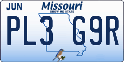 MO license plate PL3G9R
