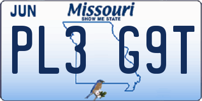 MO license plate PL3G9T