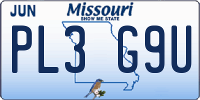 MO license plate PL3G9U