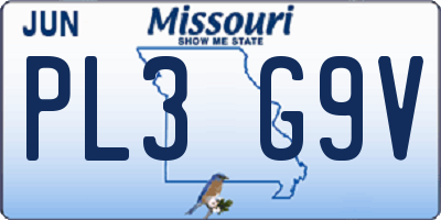 MO license plate PL3G9V