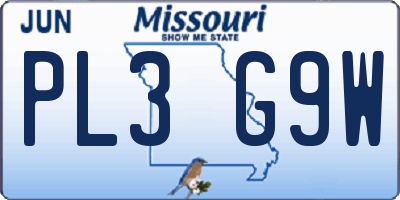 MO license plate PL3G9W