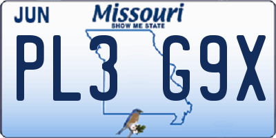 MO license plate PL3G9X