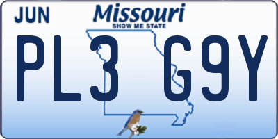 MO license plate PL3G9Y