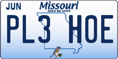 MO license plate PL3H0E