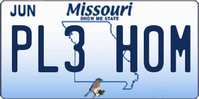 MO license plate PL3H0M