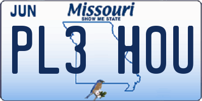 MO license plate PL3H0U