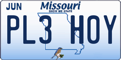 MO license plate PL3H0Y