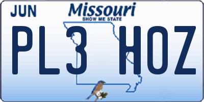 MO license plate PL3H0Z