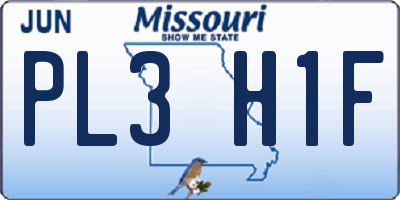 MO license plate PL3H1F