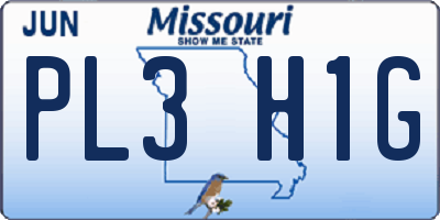 MO license plate PL3H1G