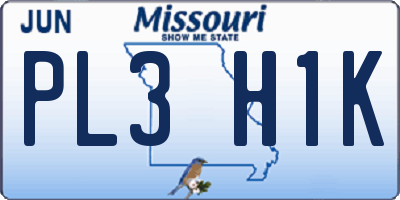 MO license plate PL3H1K