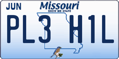 MO license plate PL3H1L