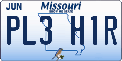 MO license plate PL3H1R