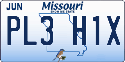 MO license plate PL3H1X