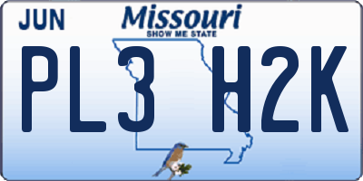 MO license plate PL3H2K