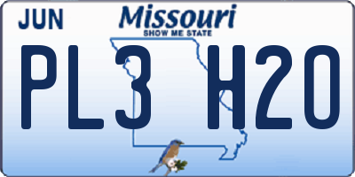 MO license plate PL3H2O
