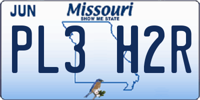 MO license plate PL3H2R