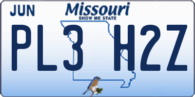 MO license plate PL3H2Z